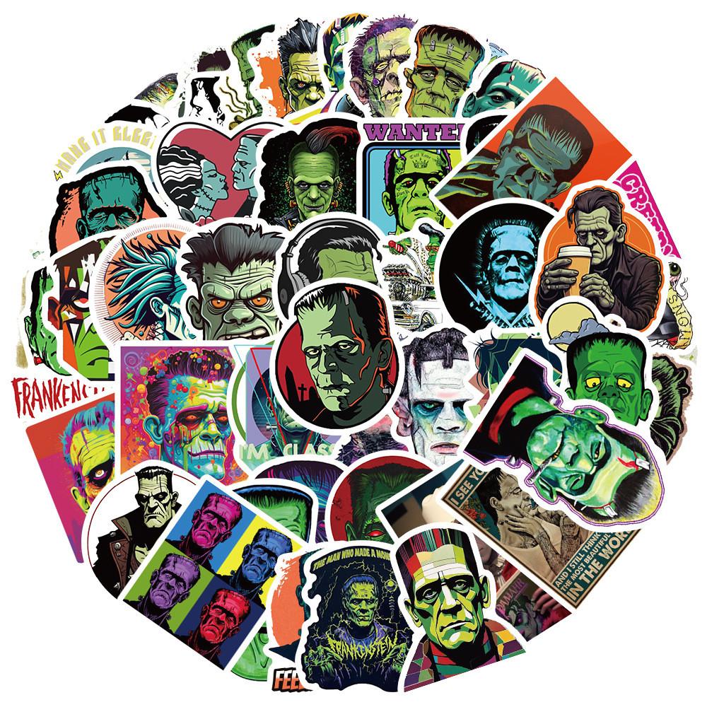 52 Pcs Frankenstein's Monster Graffiti Decals-Waterproof DIY Decor for Stationery Luggage Notebook Backpack