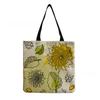 Women Vintage Linen Tote Bag - Large Capacity Sunflower Print Shoulder Handbag for Casual & Grocery Shopping KTB