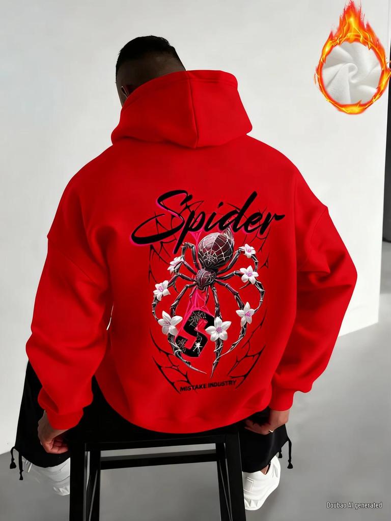 2025 Men's Spiderweb Graphic Sport Pullover Hoodie Sweatshirt