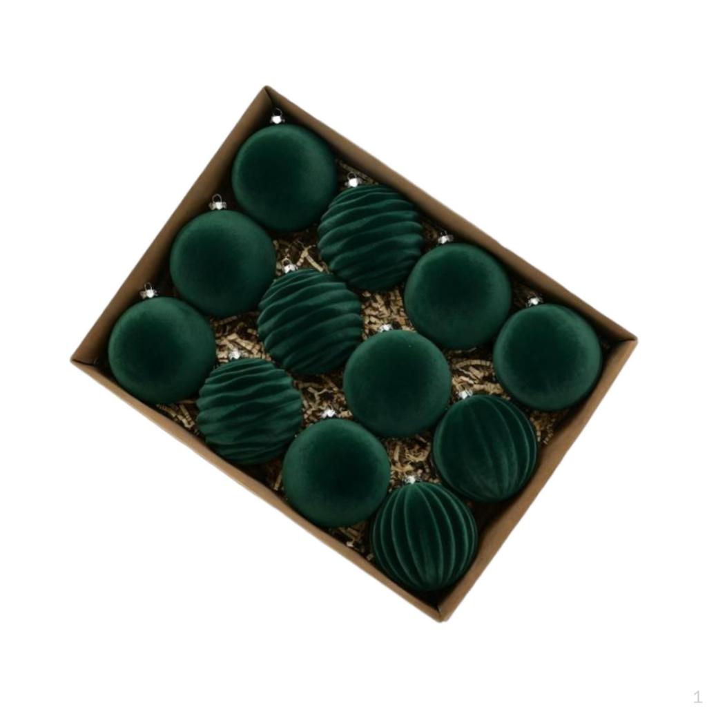 12Pcs Flocked Christmas Ball Ornaments 2.4inch Decorative Baubles for Anniversary