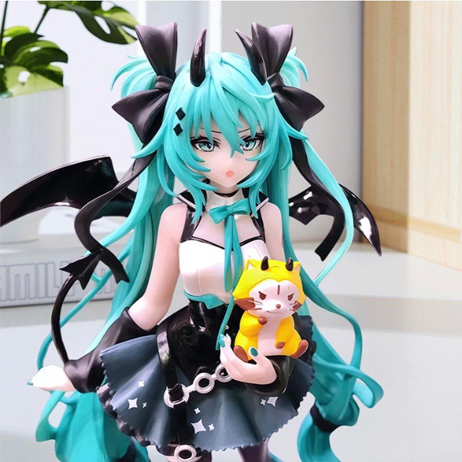 Anime Hatsune Miku Little Devil Raccoon Action Figure Model Toys Cute Action Model PVC Collection Desktop Accessories