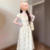 Coffee Break French Bubble Sleeve Dress Women's Summer New Small Waist Temperament Floral Dress