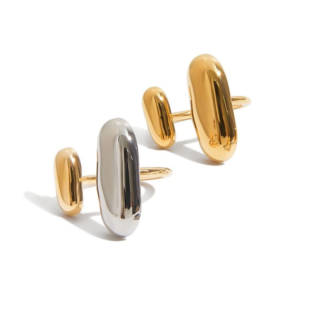 Stainless Steel Double Layer Ring Two Color Open Ring Geometric Ring Versatile Wear