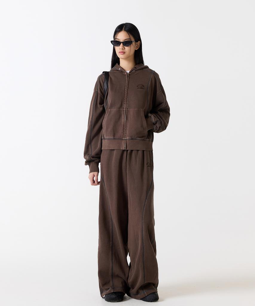 ODDSTUDIO Pigment Cover Stitch Pants - Brown