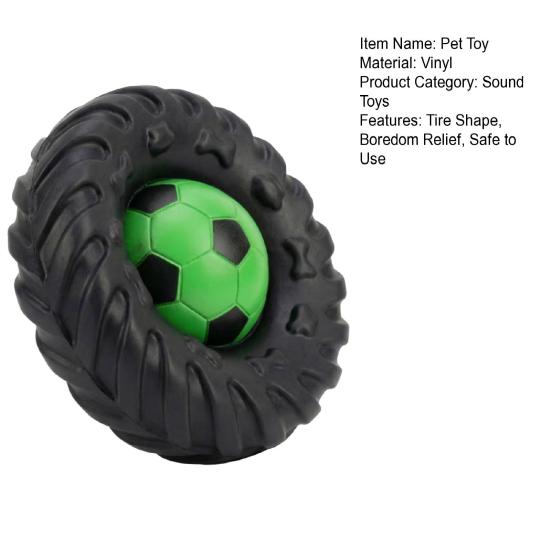 Football Tire Dog Chew Toy Built-in Squeaker Tennis Tire Interactive Puppy Toy Bite Resistant Pet Teething Boredom Toy