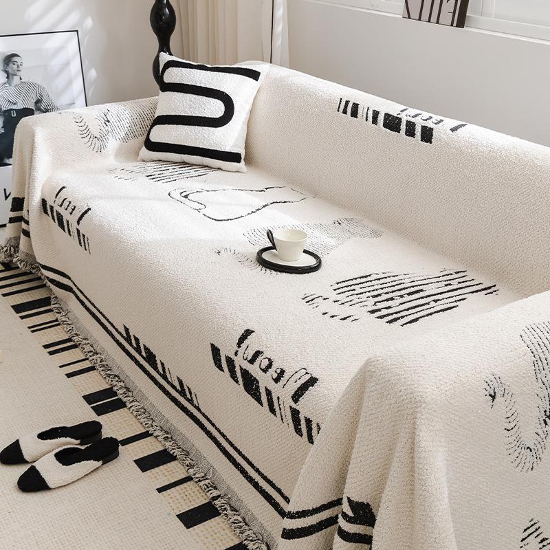 Plush Simple Sofa Towel Non-Slip Sofa Cover Dust Cover One-Piece Plush Cover Cloth Line High Sense