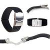 Moda impermeável listrado silicone pulseira de relógio implantação fivela pulseira