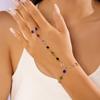 New Colorful Crystal Zircon Link Chain Connected Finger Ring Bracelet for Women Gold Color Flower Cross Bracelet Party Jewelry