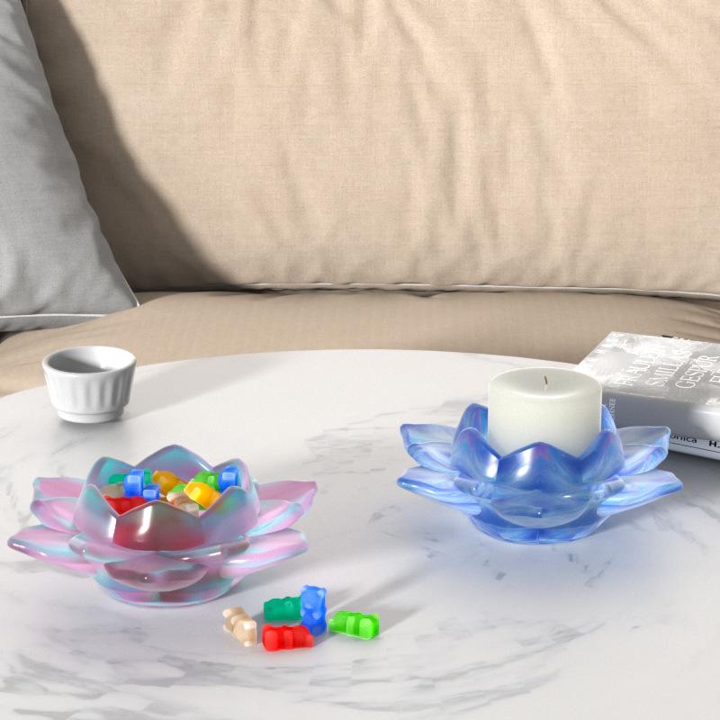 1Pc DIY Crystal Epoxy Resin Lotus Epoxy Storage Box Mold Aromatherapy Gypsum Handmade Potted Candle Cup Mold