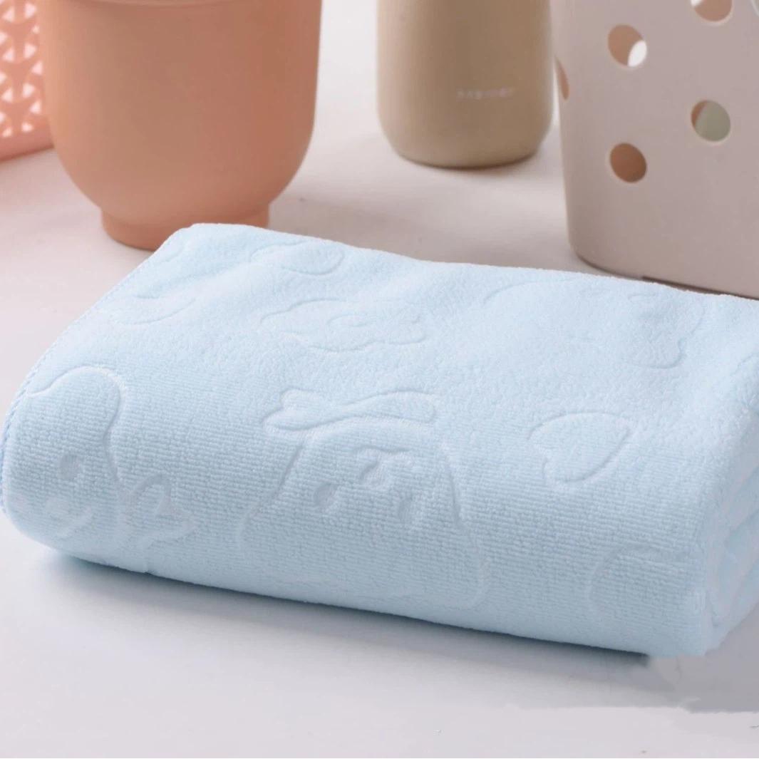 

70*140cm Ultra-fine Fiber Quick Drying Towel Thick Soft Absorbent Teddy Bear Embossed Shower Towel синий