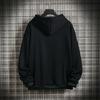Men Hooded Jacket Zip-up Loose Sweatshirt Jacket Solid Color Casual