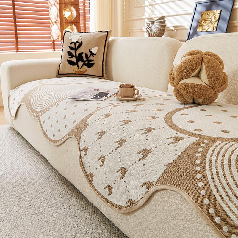 Irregular sofa seat cushion autumn and winter model, modern light luxury fixed non-slip high-end seat cushion cover cloth, universal model