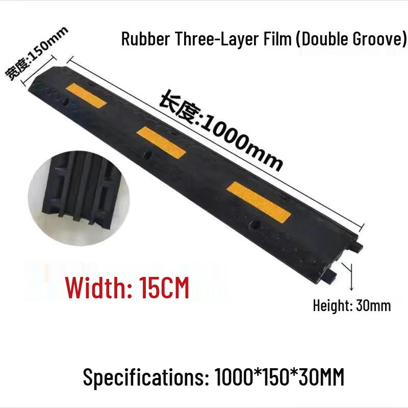 2cm High Mini Rubber Speed Bump and Bicycle Buffer with Yellow-Black Stripes for Parking Space Division