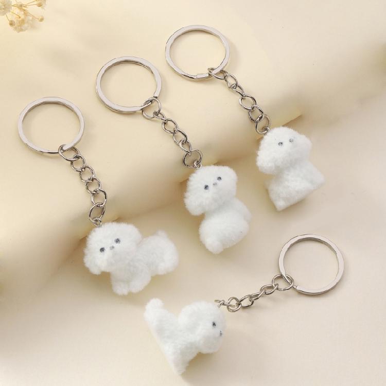 4Pcs Dog Pendant Keychain Decoration Stylish Dog Charm for Backpacks and Phones Flocking Animal Pendant Keyring