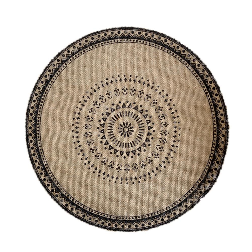 Round Placemat Cotton Place Mats Heat Resistant Anti-Slip Rustic Cloth Table Mats with Tassels for Dining Table Decorations