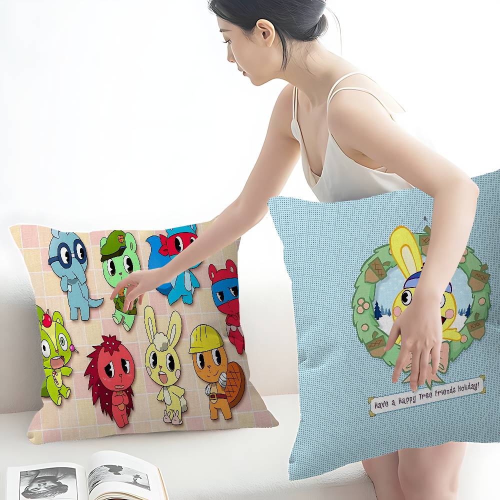 H-Happy Tree Friends Cushion Cover Polyester Sofa Cushions Decorative Throw Pillows Home Decoration Pillowcover
