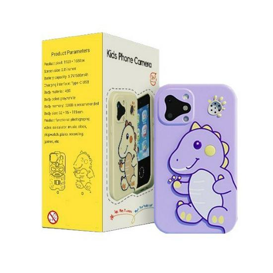 New D17 Dual Camera Kids' Cartoon Camera Phone - HD Video, Cute Mini Design, Perfect Gift for Photography.