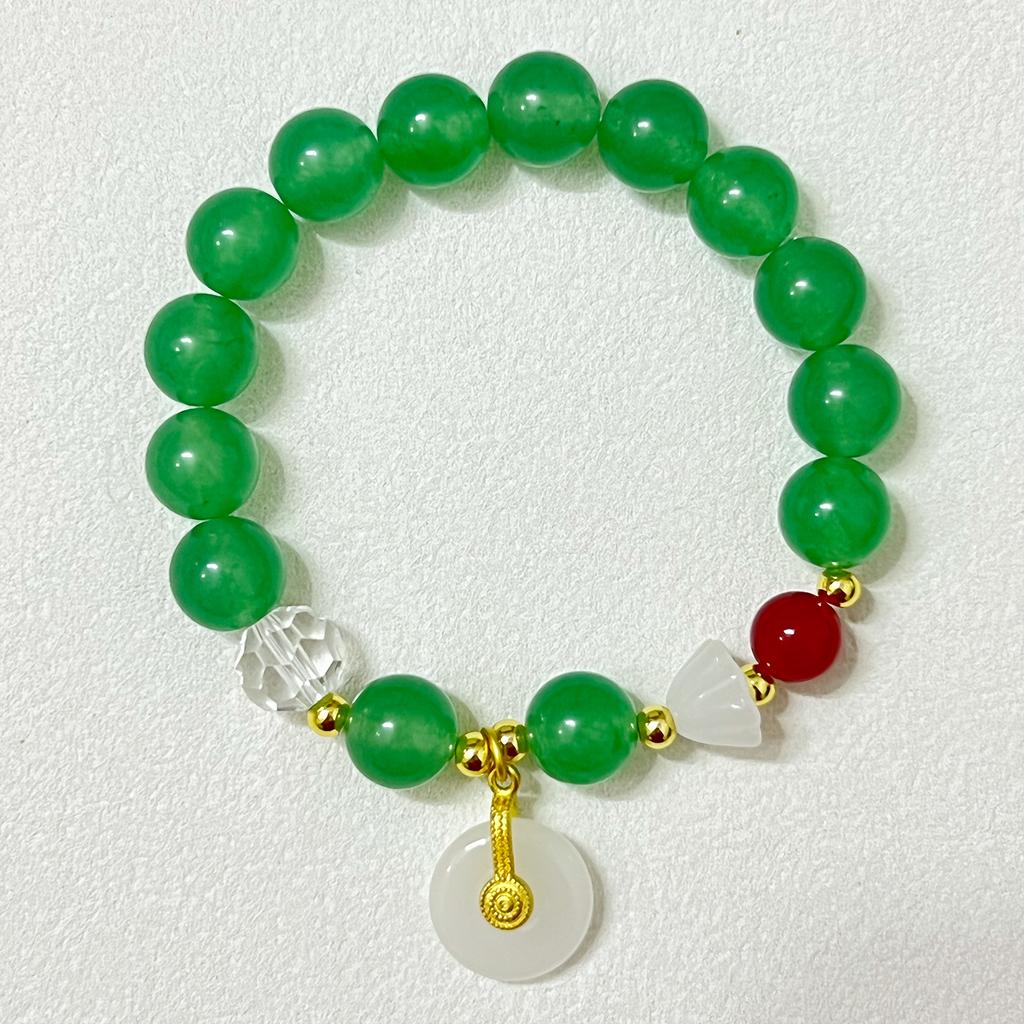 Natural Stone Beaded Bracelet for Women Handmade 10mm Round Beads Stretch Bangle with Pendant DIY Charms Jewelry Gifts