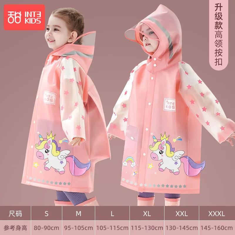 

Милый детский дождевик с единорогом – Мультяшный дождевик-пончо для мальчиков и девочек, уличный водонепроницаемый дождевик для детей Height 115-130 cm