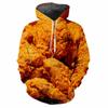 Mňam jídlo Popcorn 3D tištěné Pánské mikiny Žena Kreativní Osobnost Hranolky Grafická mikina Dětská Vtipná Ležérní Volná Top