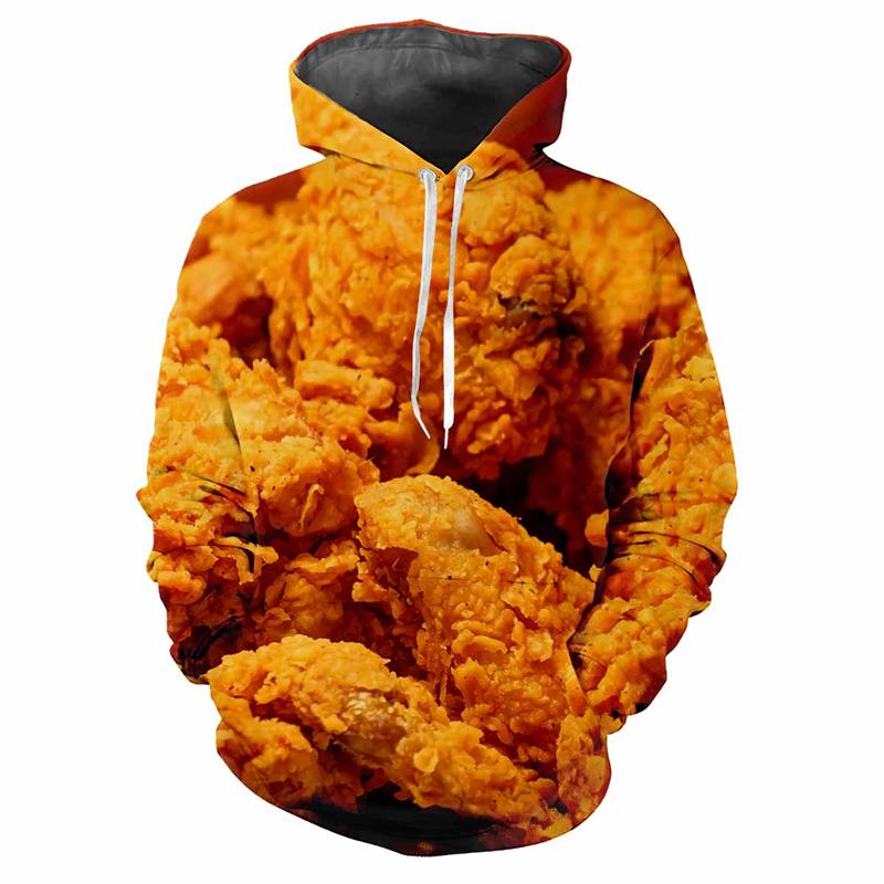 Mňam jídlo Popcorn 3D tištěné Pánské mikiny Žena Kreativní Osobnost Hranolky Grafická mikina Dětská Vtipná Ležérní Volná Top