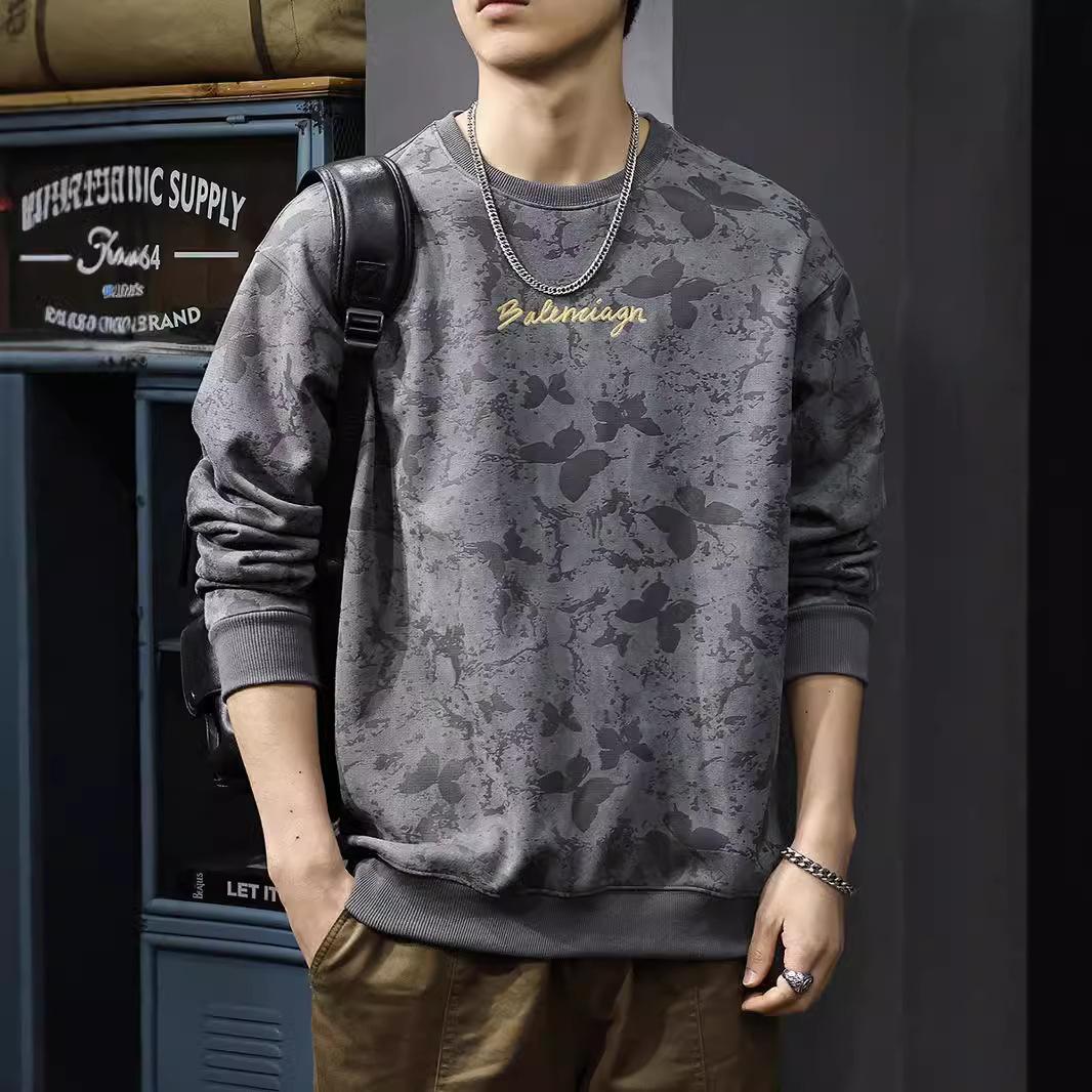 Осенний тяжелый замшевый свитер мужской американский модный бренд бабочка темный узор — фото 5