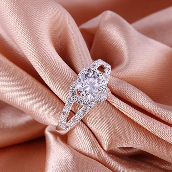 Ring Rhinestone Inlaid Creative Jewelry Heart Shape Engagement Gift for Women