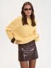 American Lazy Short Gray Pullover Sweater Women's Autumn and Winter Loose Long-haired Alpaca Hair Crew-neck Knitted Sweater