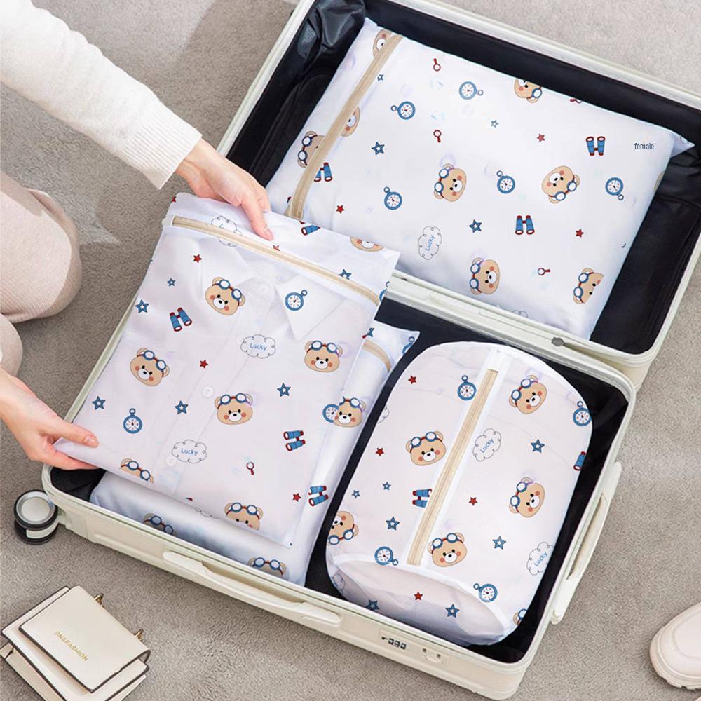 Set di Sacchi per Bucato Orsetto Cartone Animato: Macchina Lava-Protezione Anti-Deformazione per Biancheria Intima, Maglioni e Reggiseni.