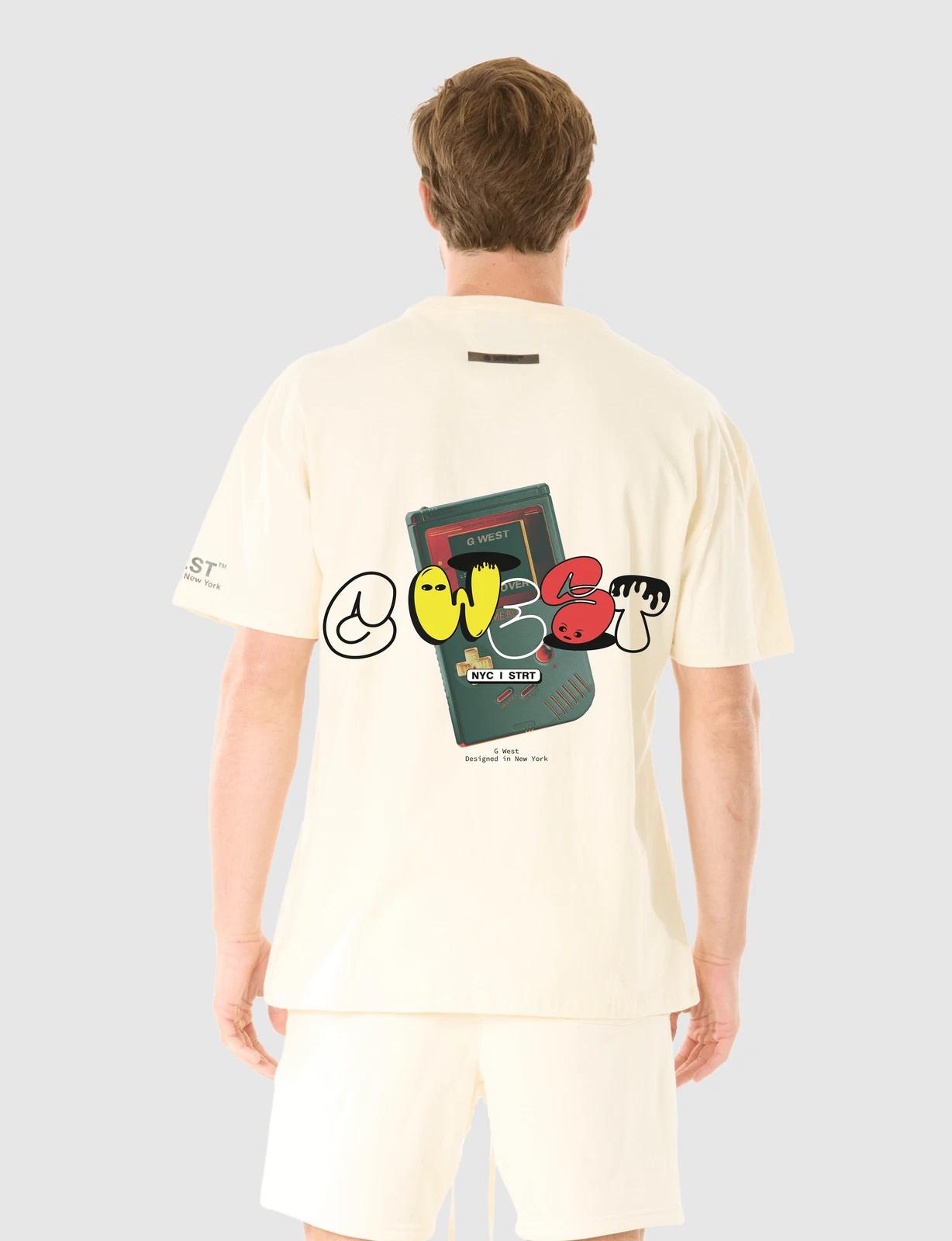 G WEST RETRO GAMING T-SHIRT - CLOUD CREAM S