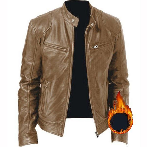 Motorcycle Jacket Man Casual Fashion Coat Slim Fit Lapel Jackets Autumn Winter Pur Coat