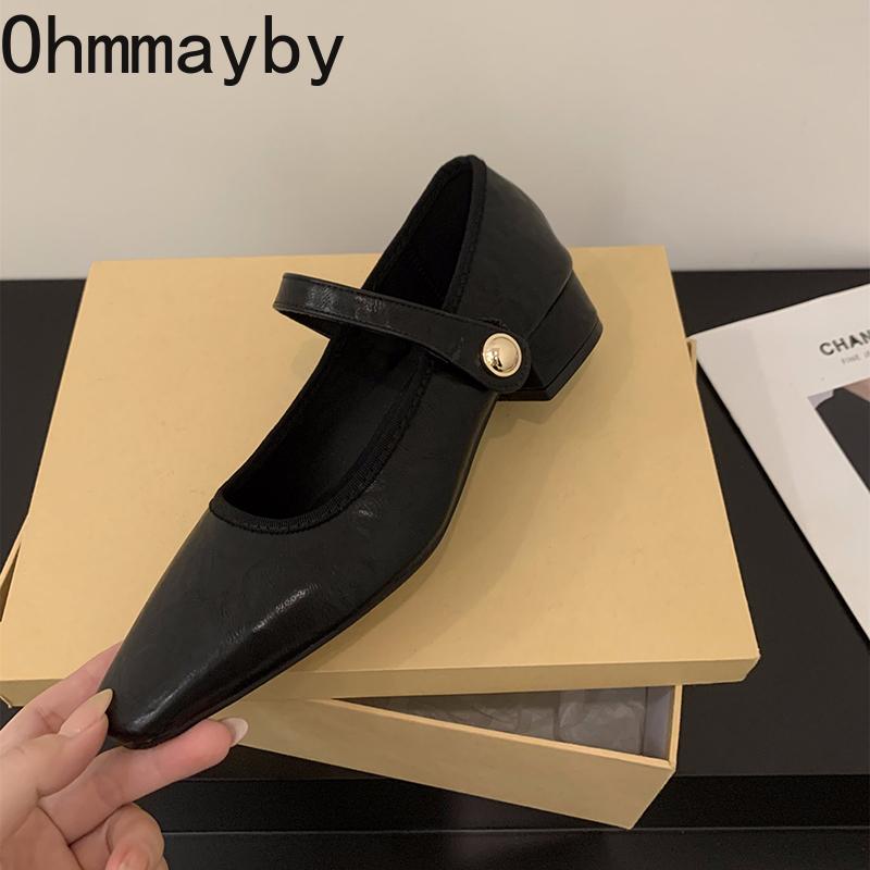 Spring Women Mary Jane Shoes Fashion Shallow Buckle Shoes Designer Vintage Ladies Casual Dress Street Style Shoes