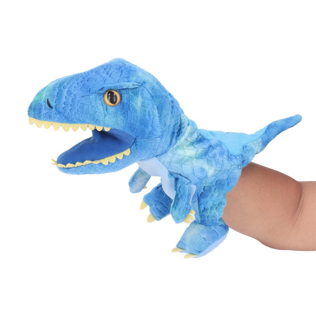 11.8in Plush Dinosaur Hand Toy Movable Mouth Soft Dinosaur Animal Hand Toy for Children Adults Blue