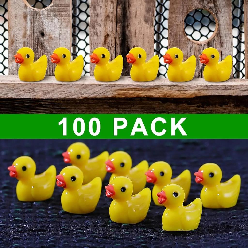 100/50Pcs Resin Mini Duck Miniature Figurines Ornaments Decor Yellow Animal Garden Crafts Tiny Duck Landscape Plants Fairy