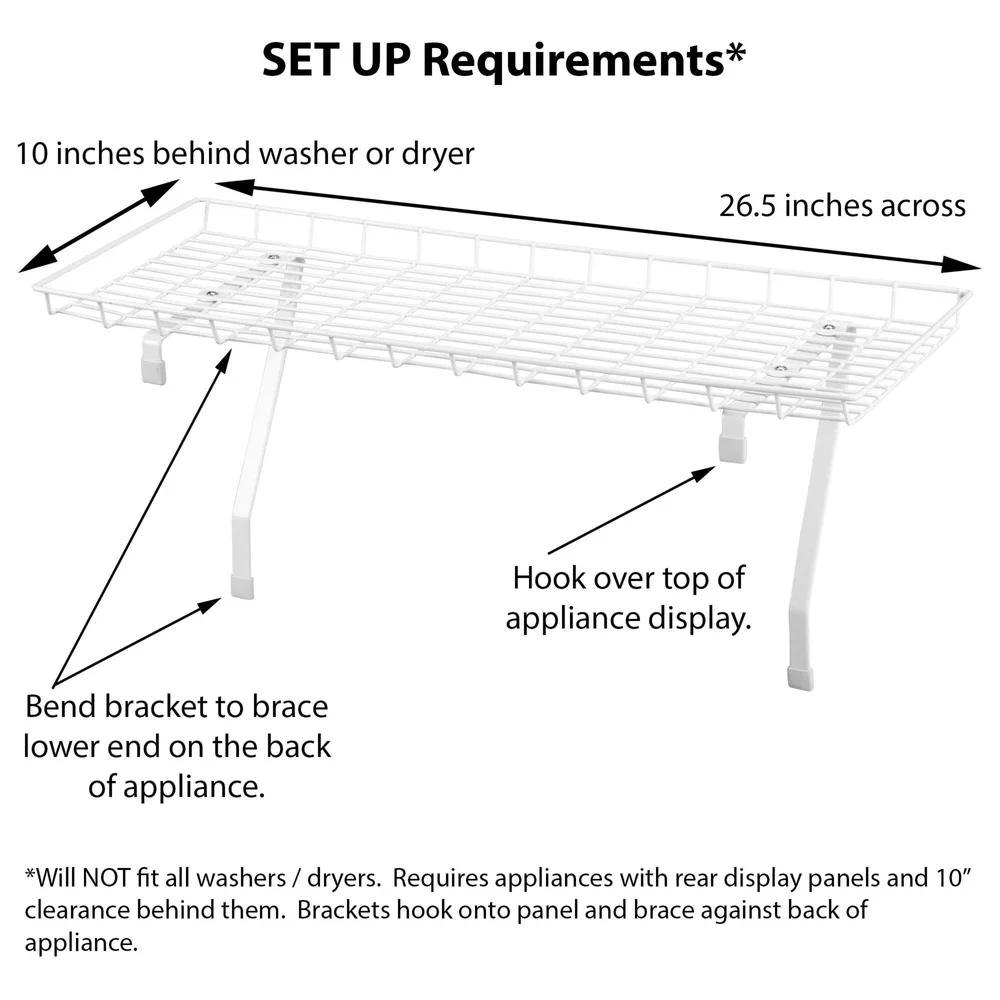 Over The Washer Storage Shelf Laundry Room Organizer Space Saving Vinyl Coated Durable Detergent Holder Easy Assembly Compact