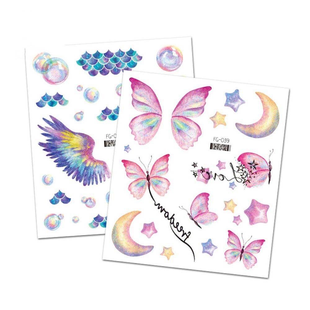 Moon Body Art Wings Fake Tattoo Temporary Tattoos Flowers Tattoo Stickers Butterfly Tattoo Stickers
