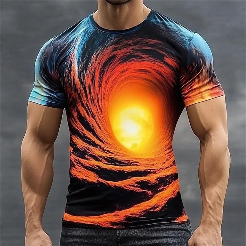 Fashion Three-dimensional Vortex Printed Men T Shirt Sales Personality Fun Graphic T Shirts For Men Oversized Tees