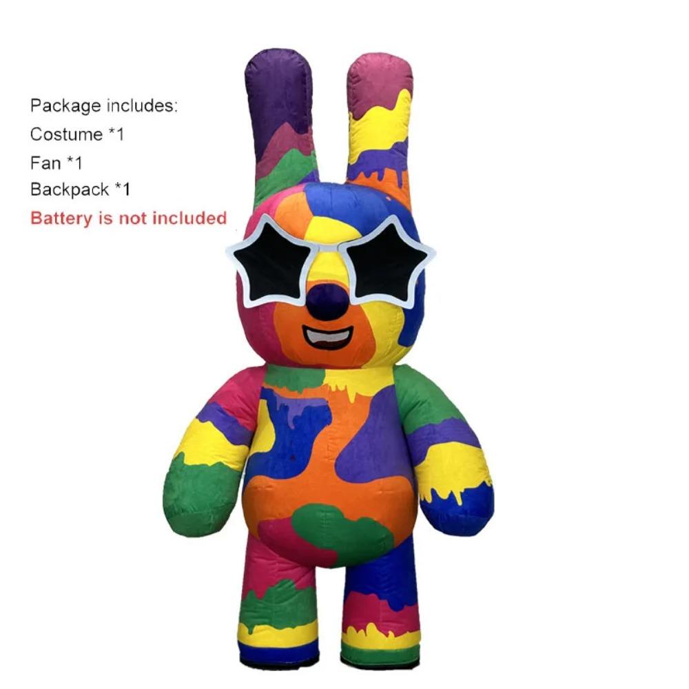 SAYGO Inflatable Colorful Rabbit Bear Plush Costume Adult Male Female Cosplay Halloween Mascot Party Costume Mascot 2.2meter