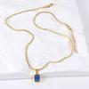 Crystal Zirconia Square Diamond Necklace, Bracelet & Earrings Set in Women's Titanium Steel Clavicle Chain Jewelry