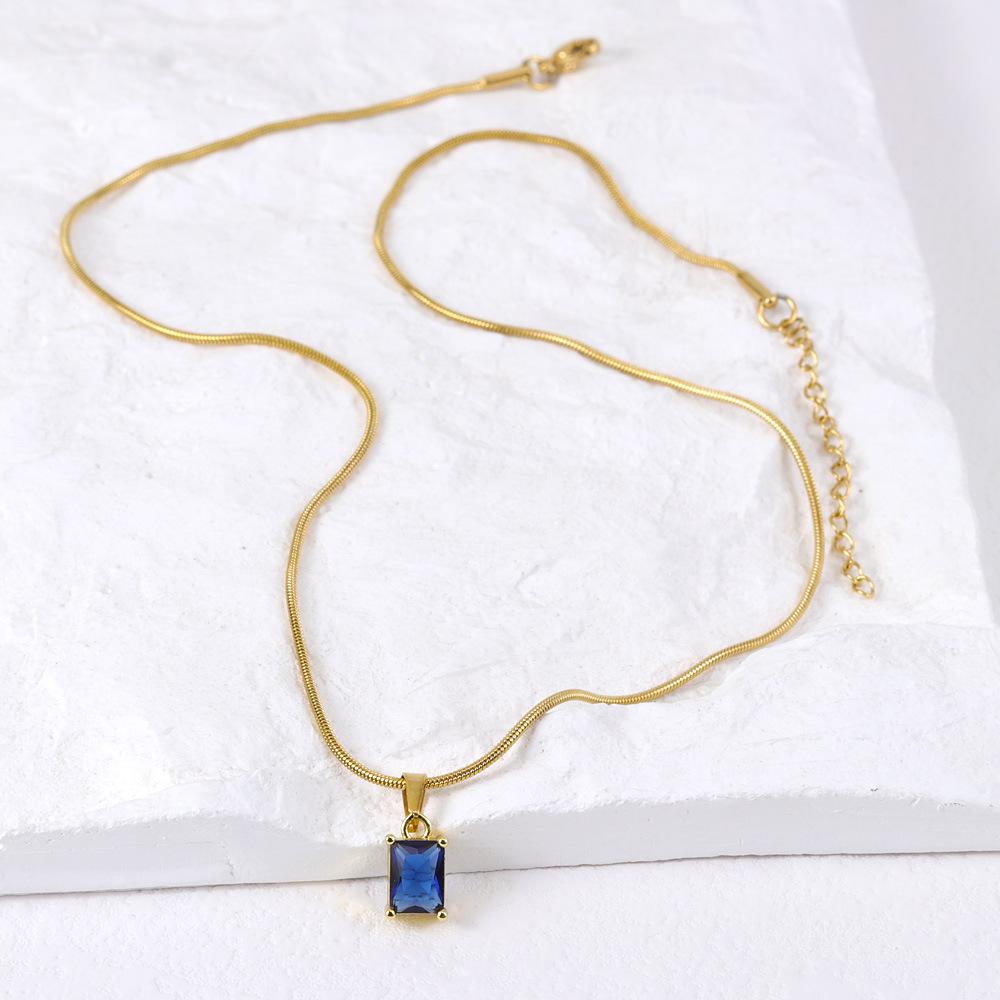 Crystal Zirconia Square Diamond Necklace, Bracelet & Earrings Set in Women's Titanium Steel Clavicle Chain Jewelry