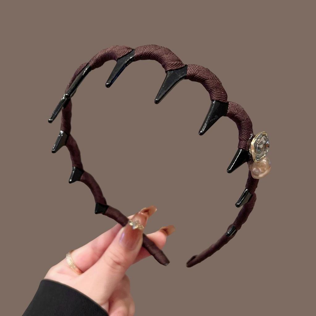 High-End Women's Bow Headband with Teeth - 2025 Face Washing & Hair Pressing Accessory