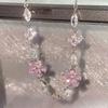 Trendy Y2K Fairy Pink Crystal Zircon Sakura Flowers Bracelet for Women Sweet Cherry Blossom Moon Bow Knot Jewelry Gifts