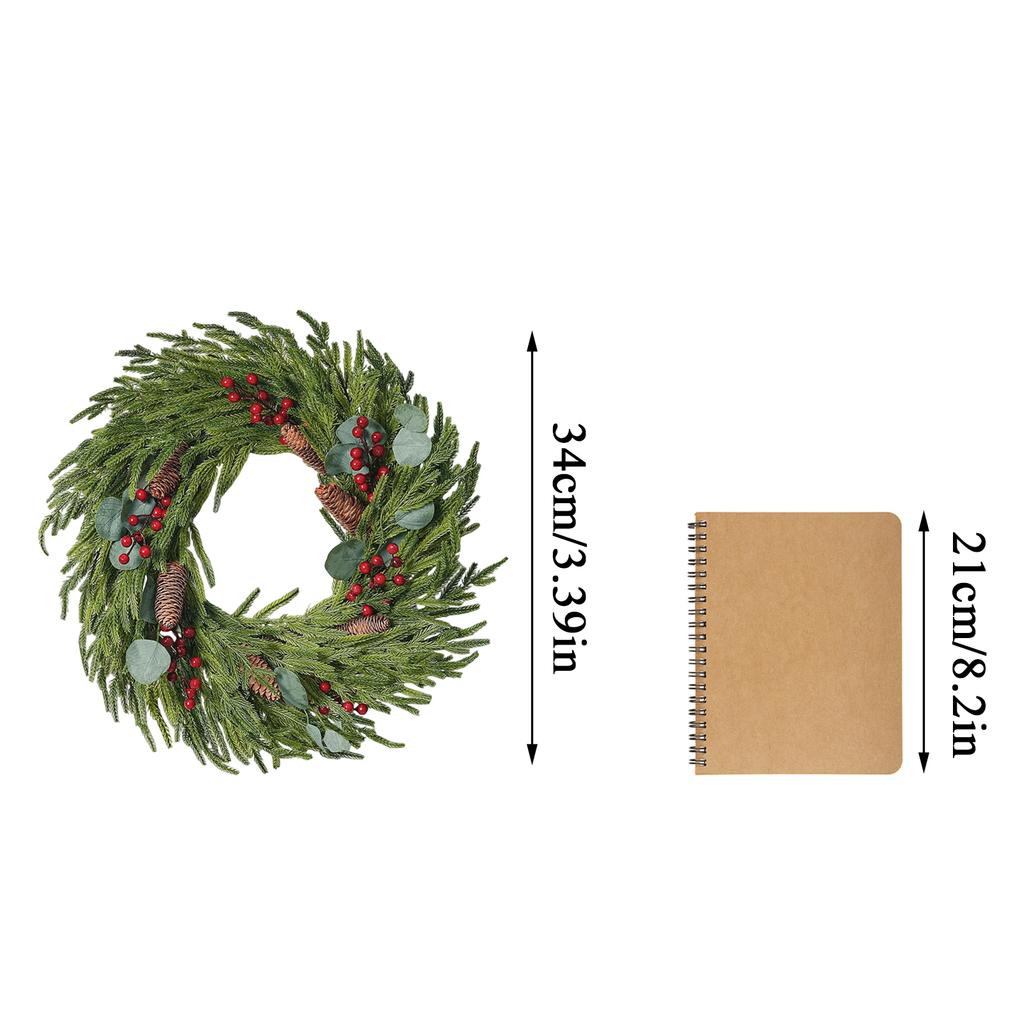 Artificial Christmas Wreath with Needles for Window Decoration - Faux Wreath for Holiday Home Decor