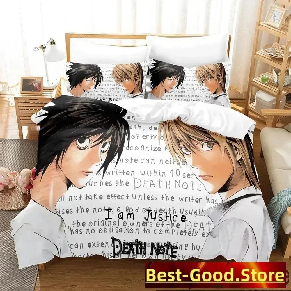 3D Death Anime Note Beding Set Printed Bed Linen Set With Pilowcase Soft Duvet Cover Soft Single Double Quen Super King-Sized Dimensionsd Dimensions