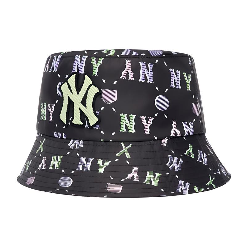 MLB New York Yankees cotton monogram print bucket hat, black 3AHTM0523-50BKS