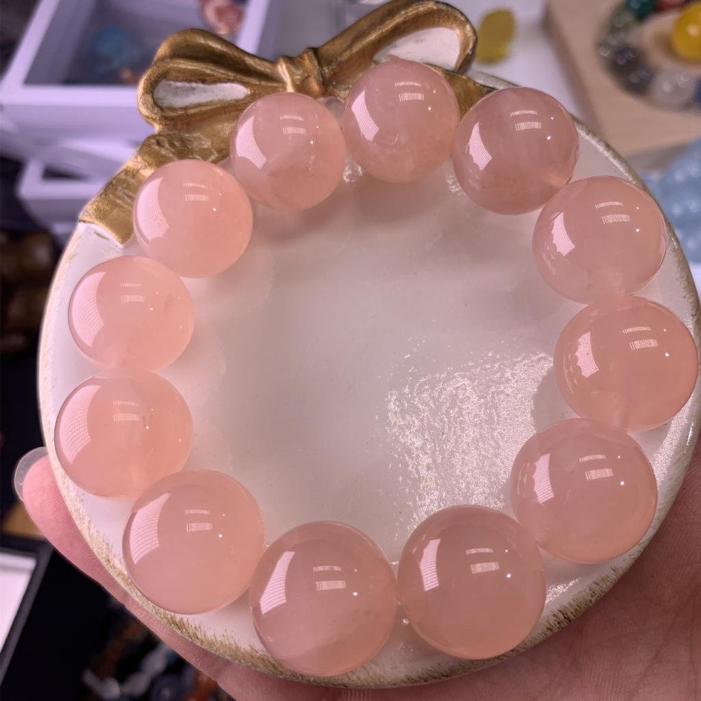 Natural Madagascar Pink Quartz Bracelet for Women DIY Handmade Bracelets Attract Love Grapefruit Pink