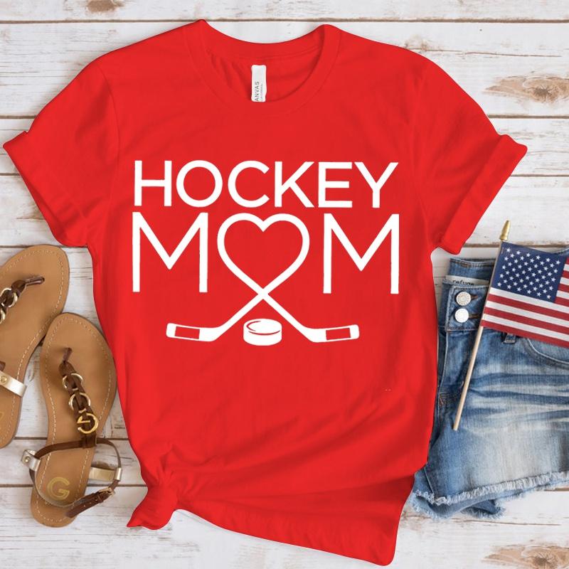 Women Fashion Hockey Mom Print T-Shirts Fashion Casual Short Sleeve Daily Outdoor Shirt Tops Mother's Day Gift