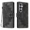 for Samsung Galaxy S26+,S25+,S25 Edge,S25 FE Mandala Embossed PU Leather Flip Wallet Phone Case