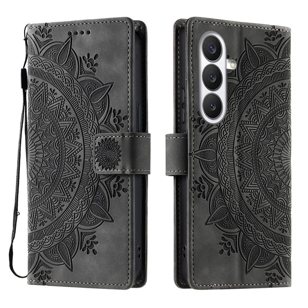 for Samsung Galaxy S26+,S25+,S25 Edge,S25 FE Mandala Embossed PU Leather Flip Wallet Phone Case