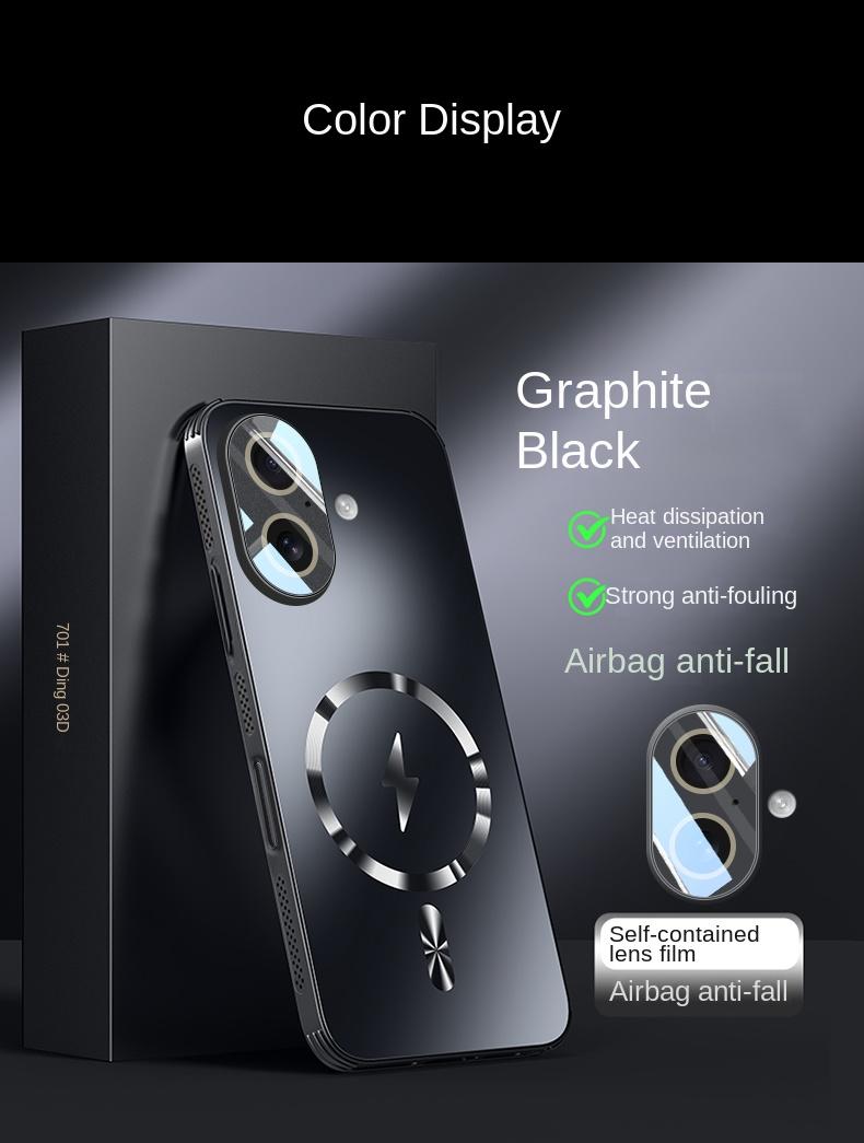 

Для Apple iphone 16 15 14 13 12 Pro Max Чохол Жорсткий Магнітний бездротова зарядка Захист камери Задня кришка Для iphone 16 15pro Plus For iphone 15 чорний